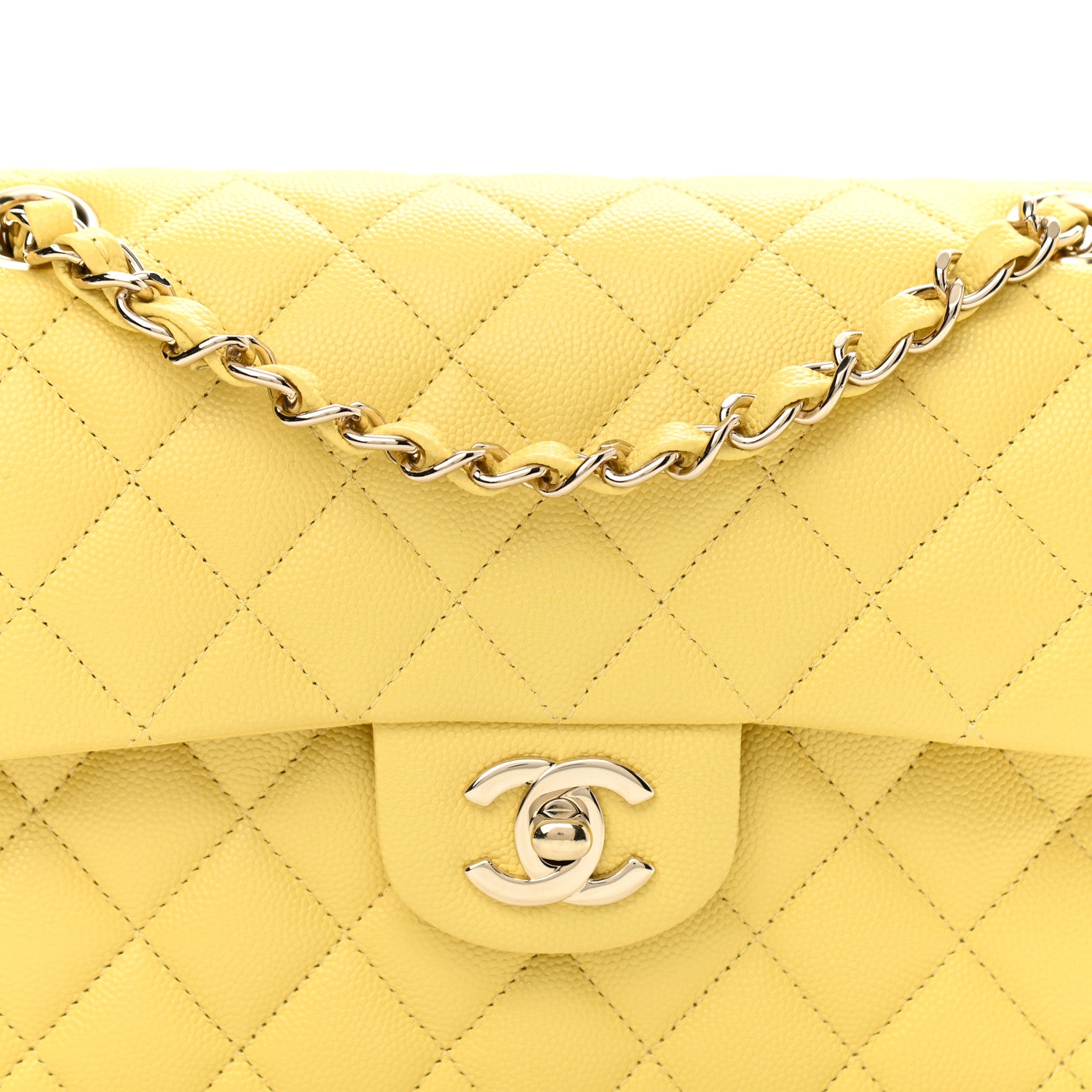 Chanel Caviar Quilted Small Double Flap Yellow 8 of 11