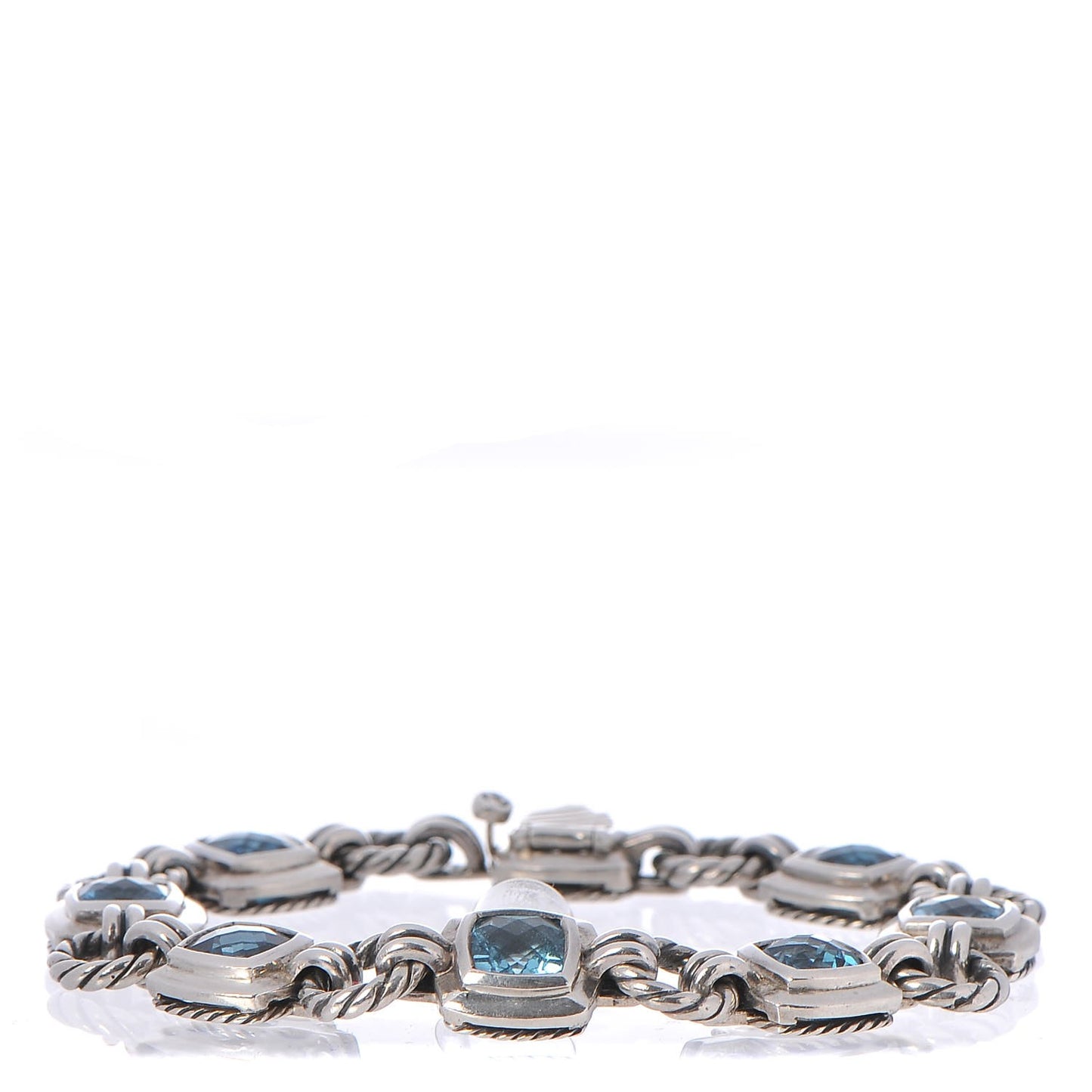Sterling Silver Blue Topaz 7mm Renaissance Linked Bracelet