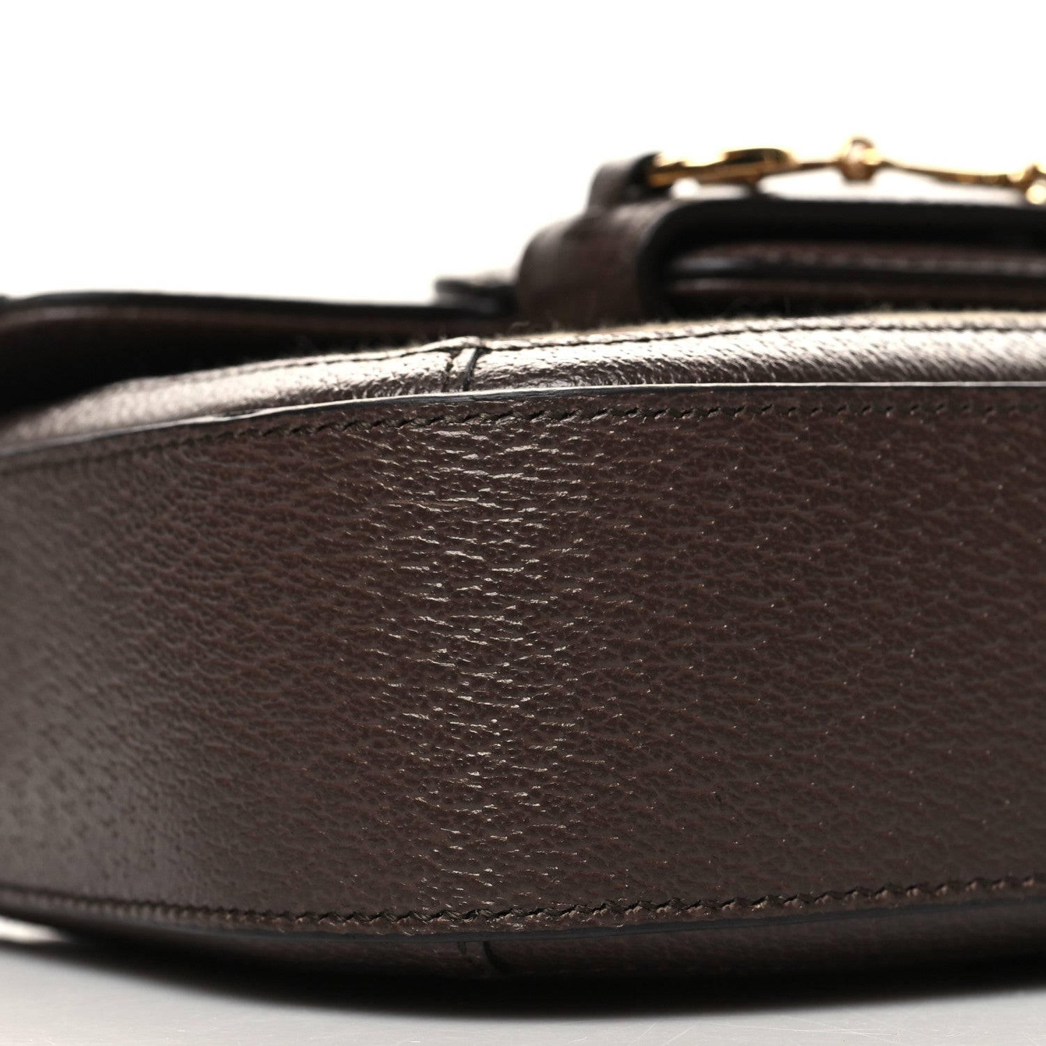 Gucci Monogram Jumbo GG Textured Dollar Calfskin Web Mini Horsebit 1955 Shoulder Bag Camel Ebony New Acero 9 of 10