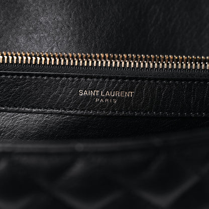 Saint Laurent Calfskin Mixed Matelasse Triquilt Large Monogram Satchel Black 7 of 9