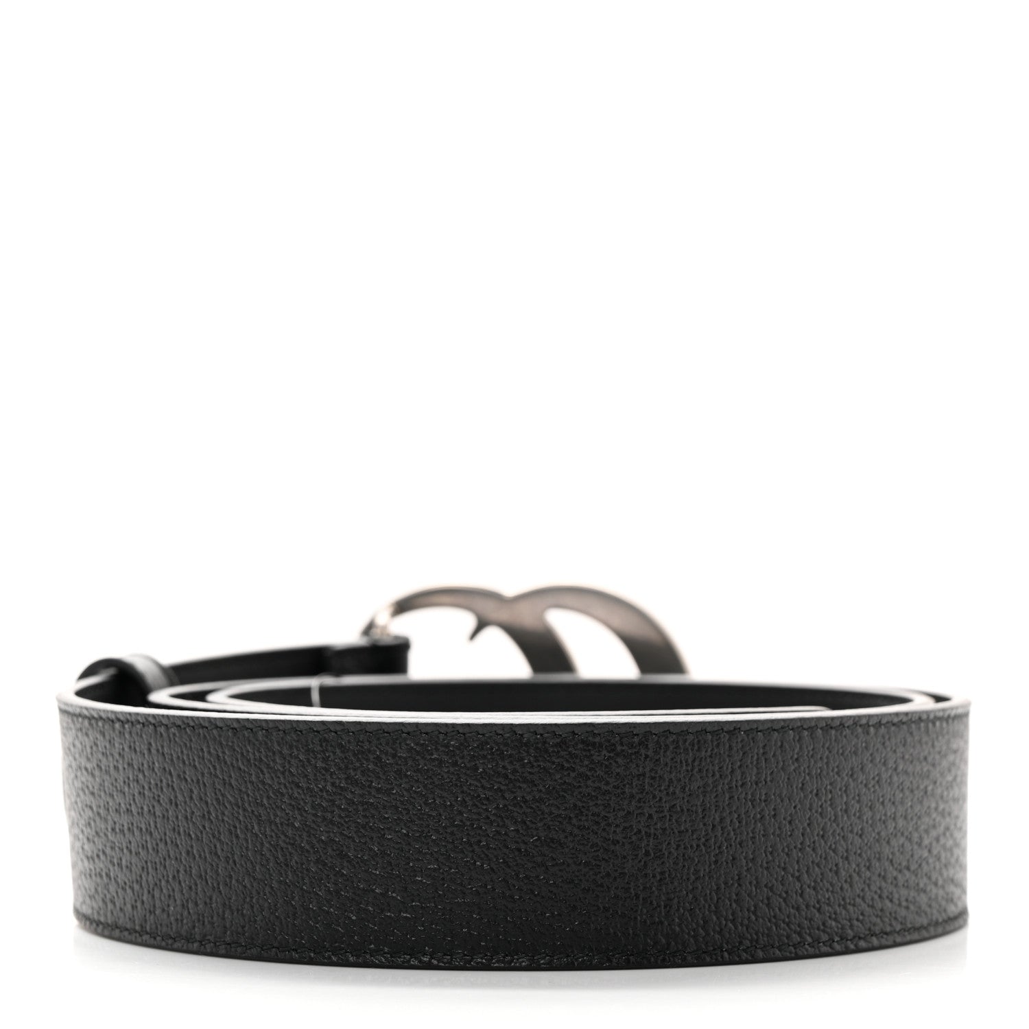 Gucci Textured Dollar Calfskin Nickel Double G 40mm Belt 100 40 Black 2 of 12