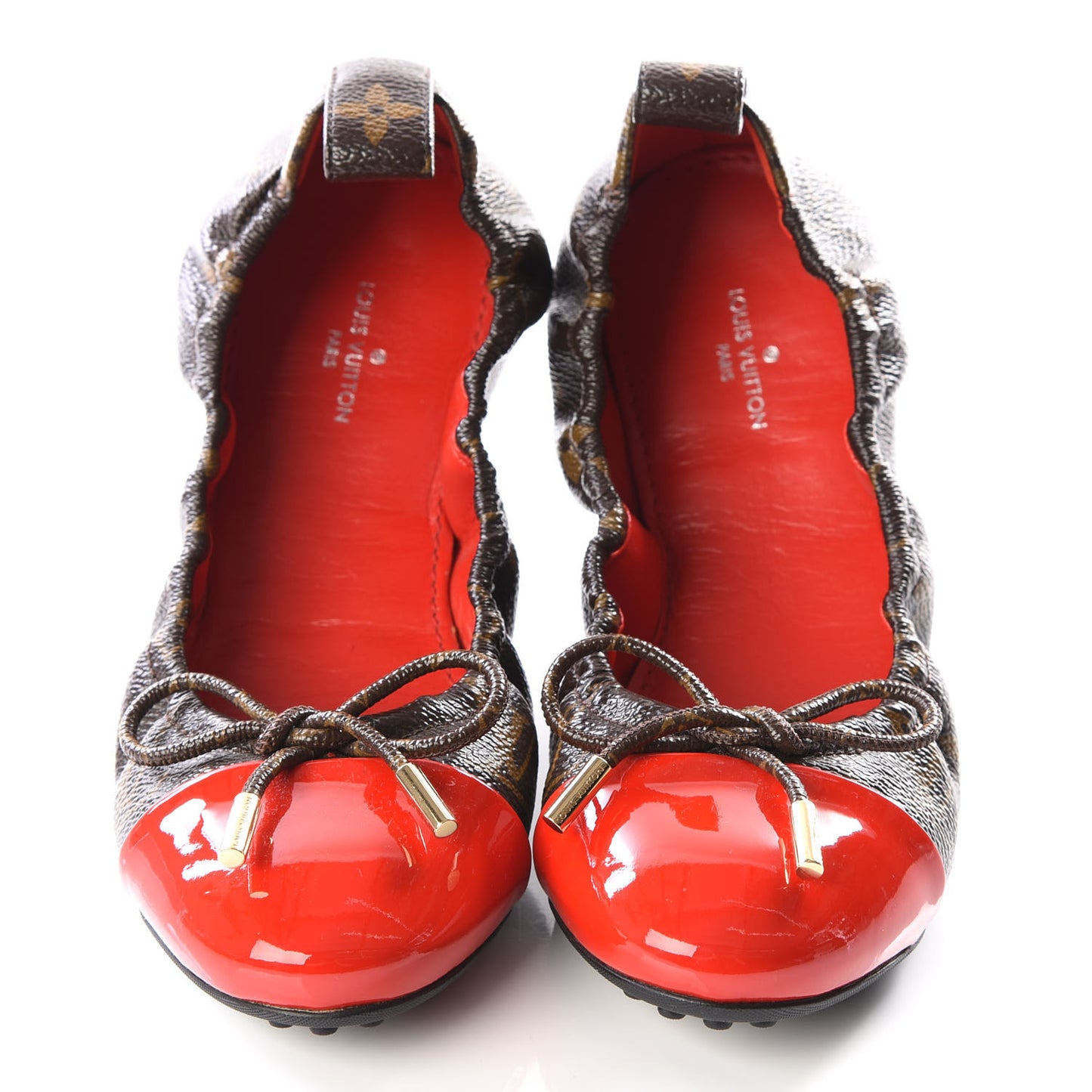 Monogram Patent Flirty Ballerina Flats 37 Coquelicot