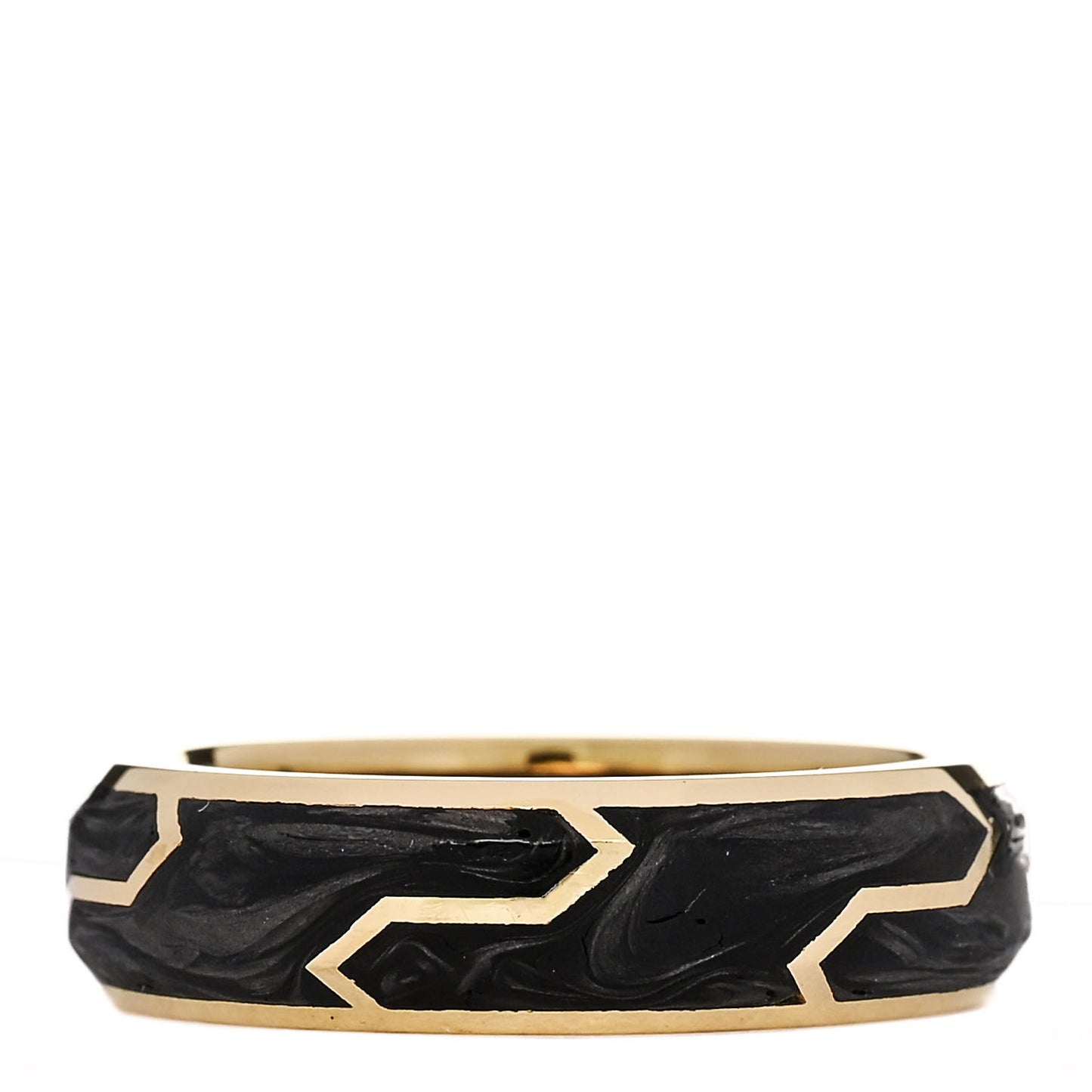 18K Yellow Gold Forged Carbon Band Ring 56 7.5