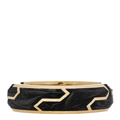 David Yurman 18K Yellow Gold Forged Carbon Band Ring 56 7.5 1 of 5