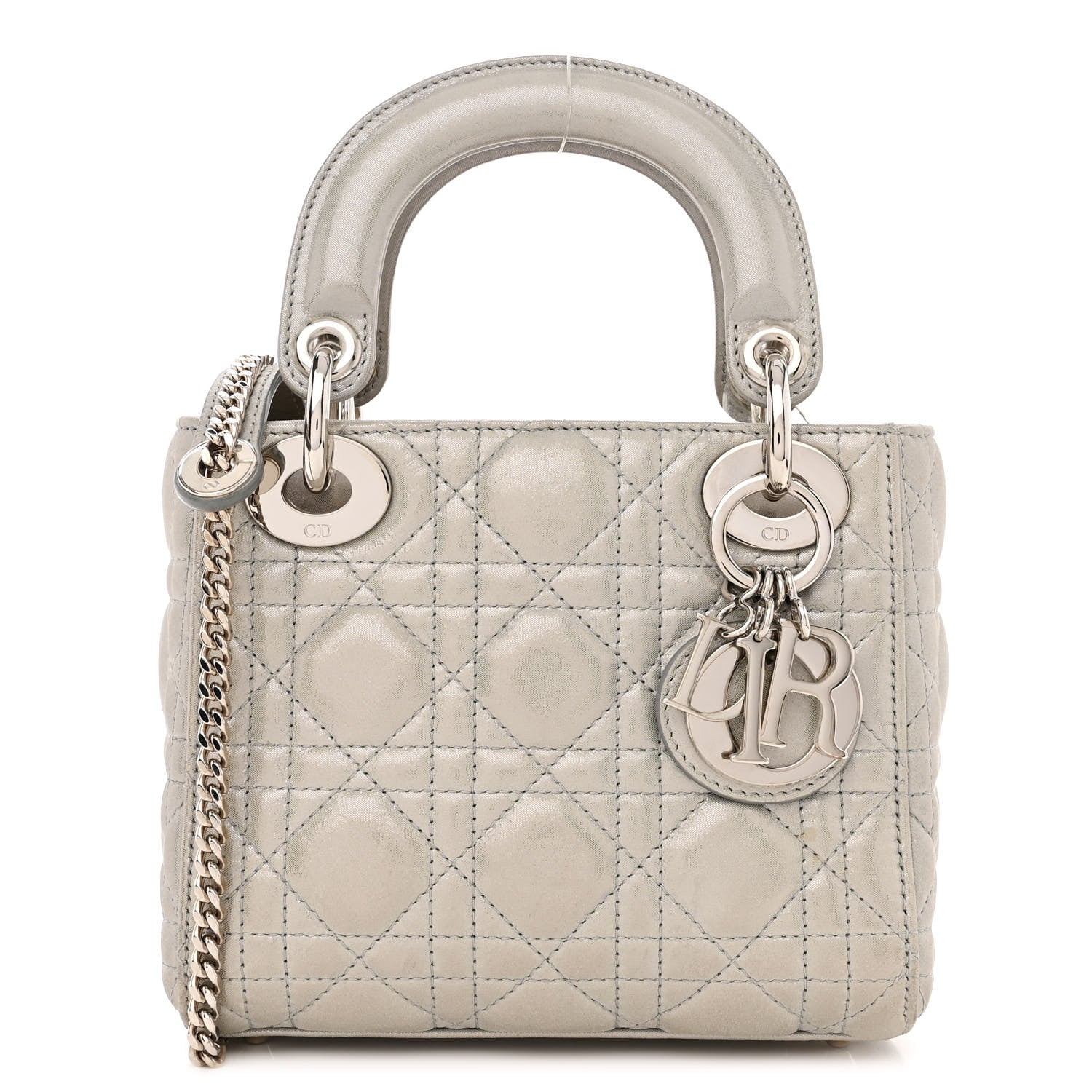 Christian Dior Metallic Lambskin Cannage Mini Lady Dior Silver 1 of 13