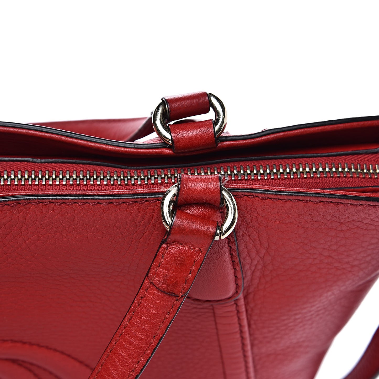 Pebbled Calfskin Small Soho Top Handle Bag Red