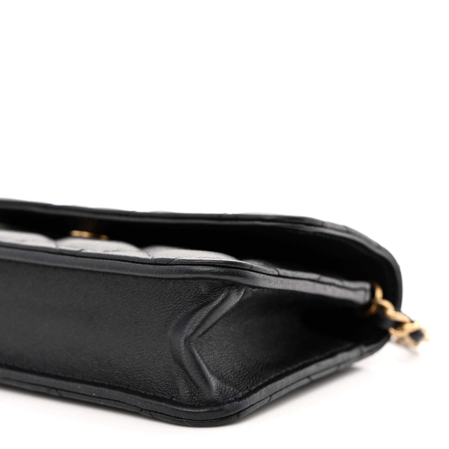 Chanel Lambskin Pearl Crush Quilted Flap Phone Holder With Chain Black 11 of 12