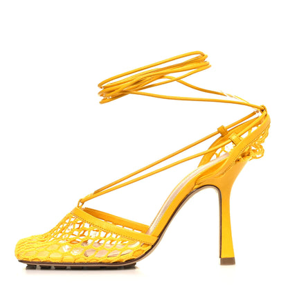 Bottega Veneta Mesh Nappa Stretch Ankle Tie Sandals 35 Egg Yolk 1 of 8