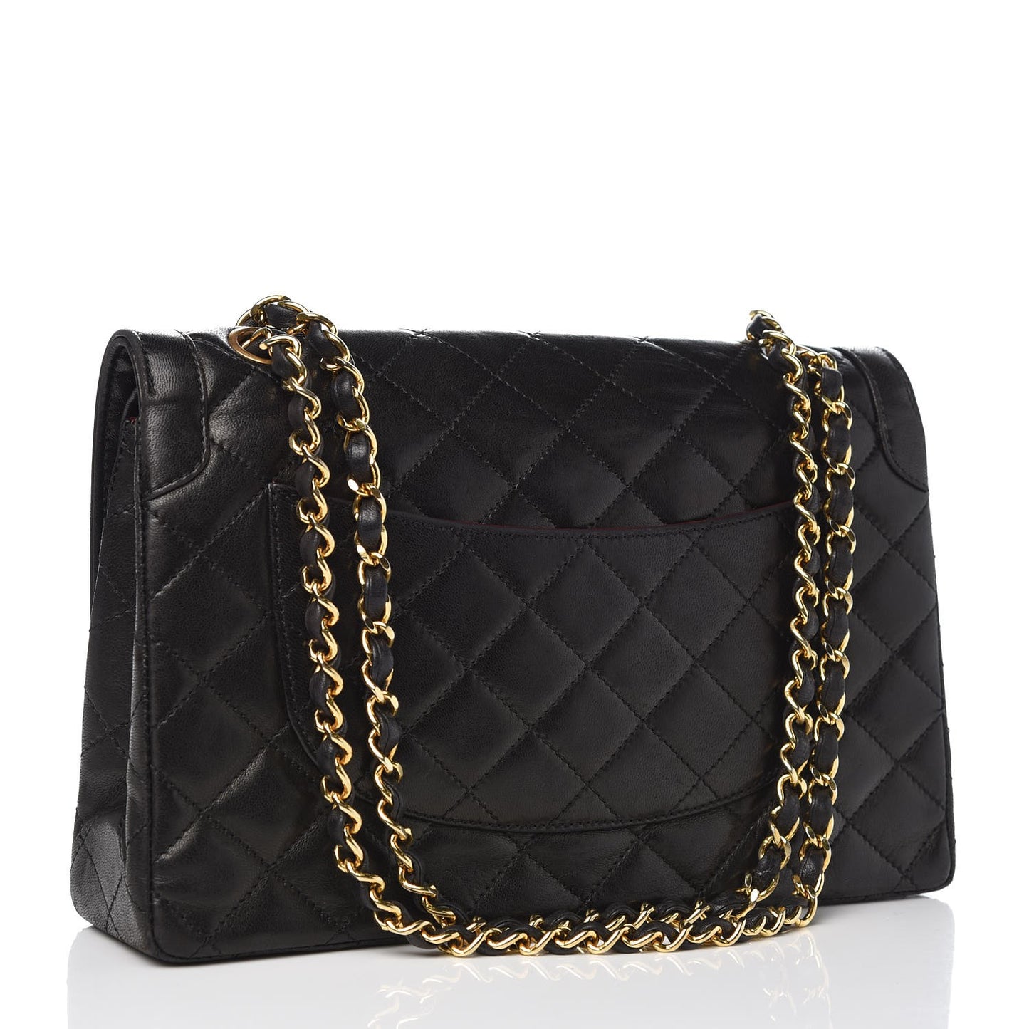Lambskin Quilted Medium Double Flap Black