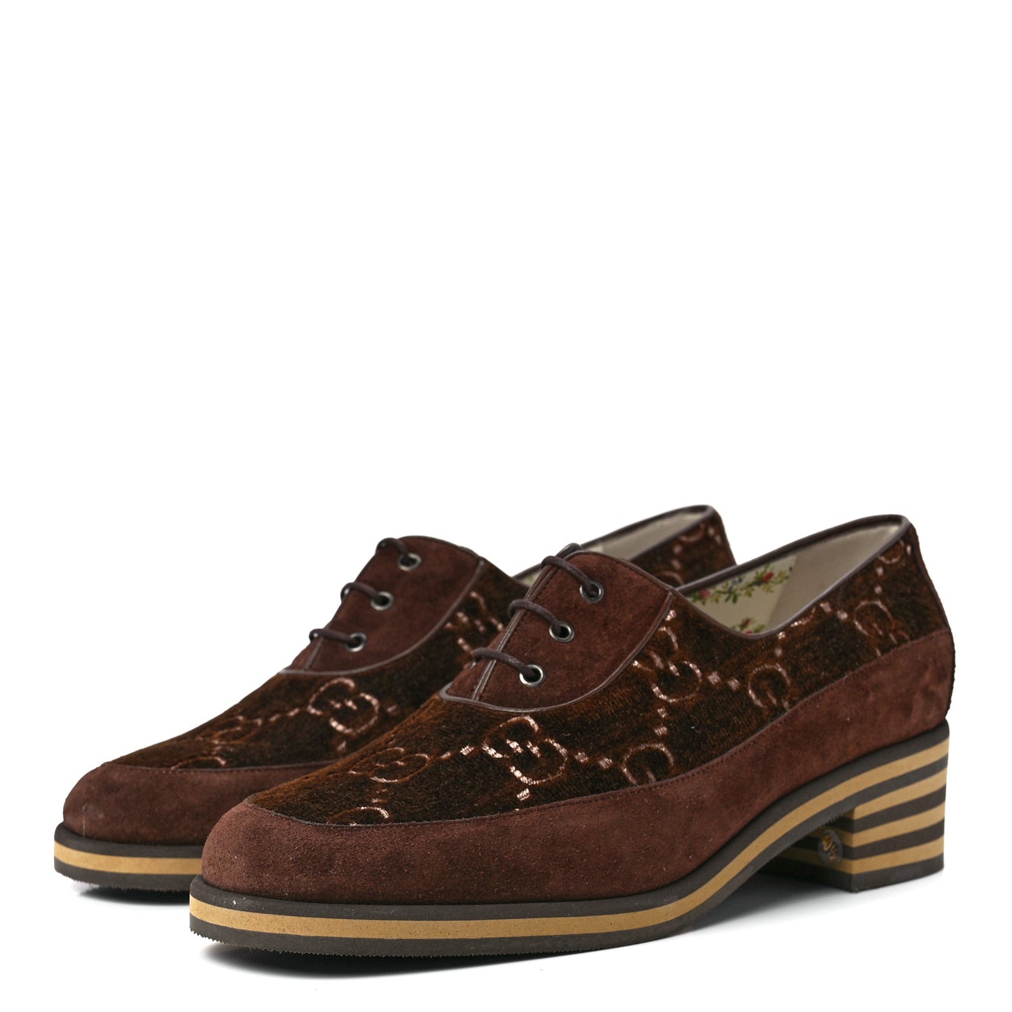Velvet GG Monogram Thompson Derby Loafers 40.5 Vintage Cocoa Brown