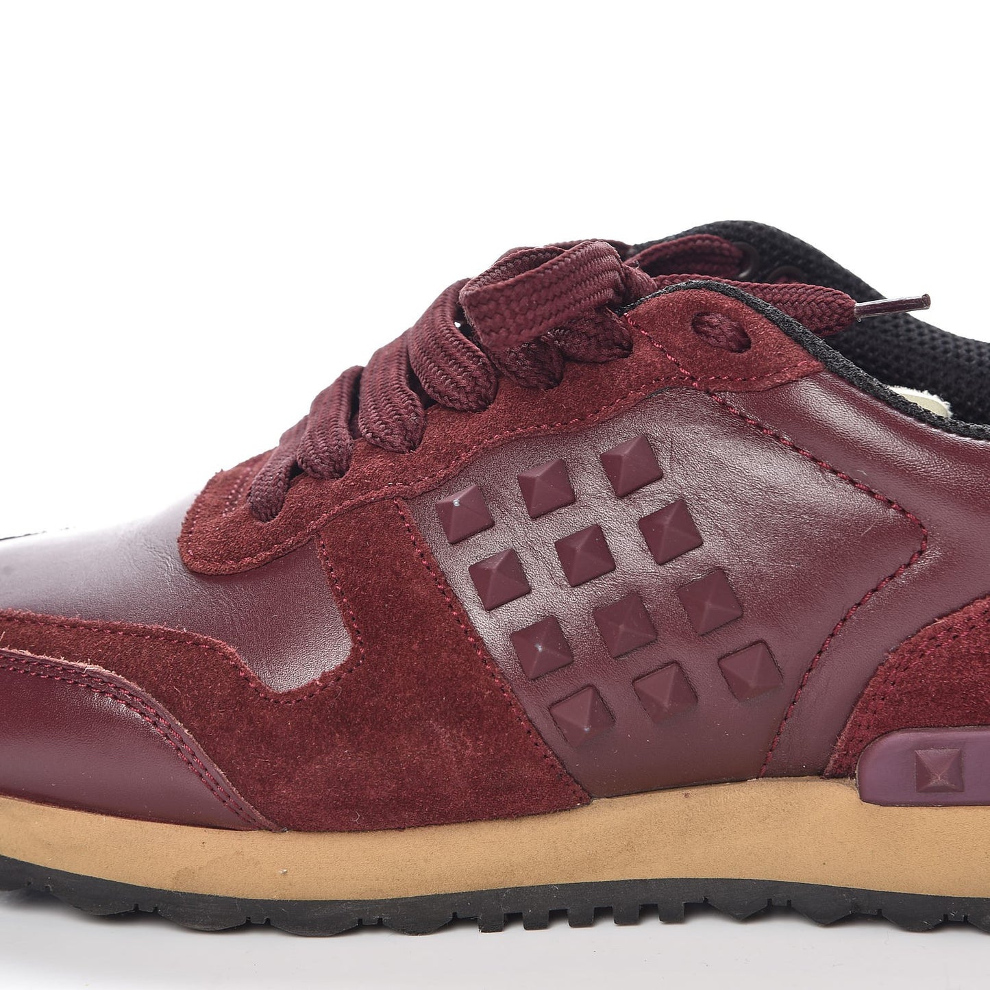 Calfskin Suede Rockstud Sneakers 36.5 Rubin
