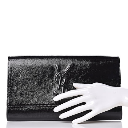 Saint Laurent Textured Patent Monogram Large Belle De Jour Clutch Black 2 of 9