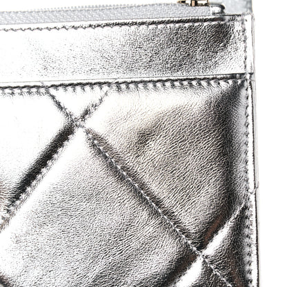 Chanel Metallic Lambskin Quilted Chanel 19 Wallet On Chain WOC Silver 12 of 14