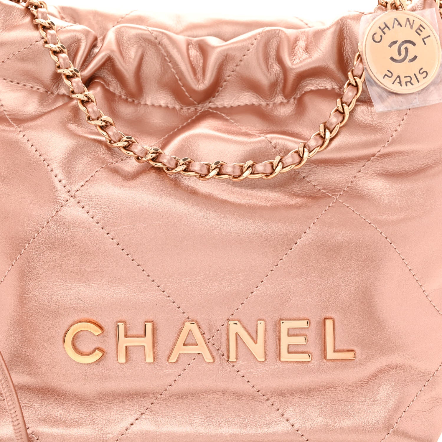 Chanel Metallic Calfskin Quilted Mini Chanel 22 Copper 8 of 10