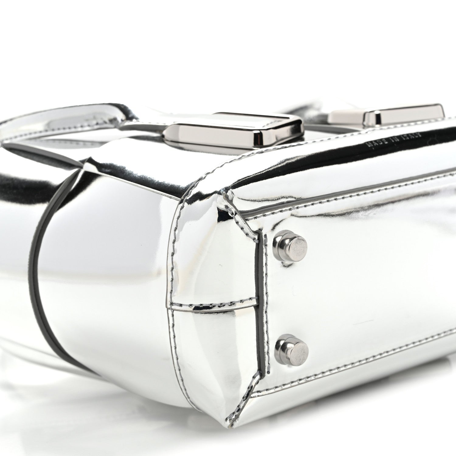 Bottega Veneta Mirror Laminated Nappa Maxi Intrecciato Mini Arco  Silver 8 of 9