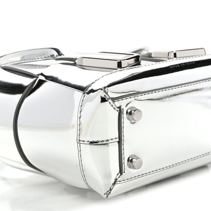 Bottega Veneta Mirror Laminated Nappa Maxi Intrecciato Mini Arco  Silver 8 of 9
