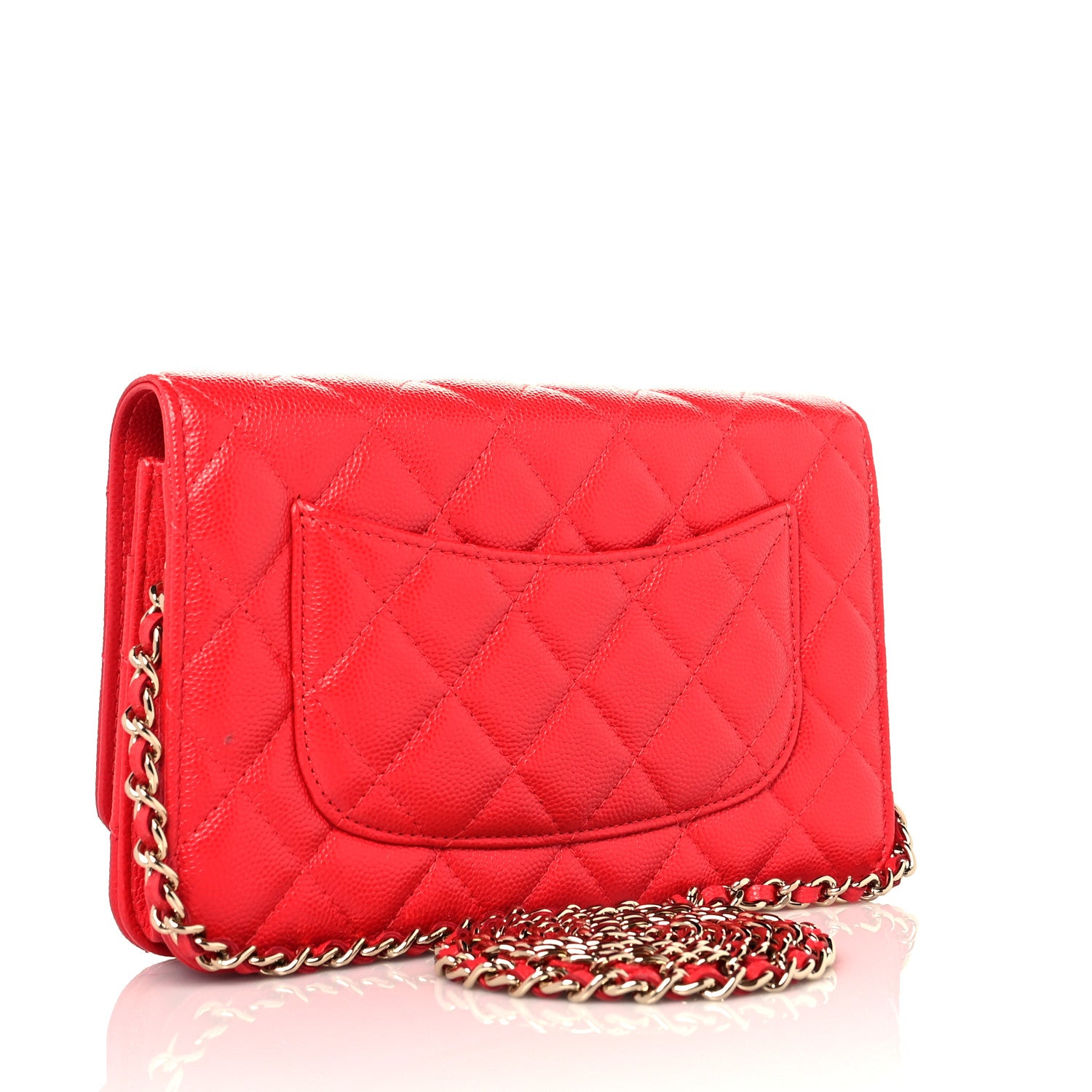 Chanel Caviar Quilted Wallet On Chain WOC Red 3 of 11