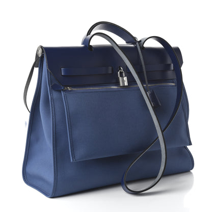 Hermes Toile Vache Hunter Herbag Zip 39 MM Bleu Brighton Bleu Saphir 3 of 10
