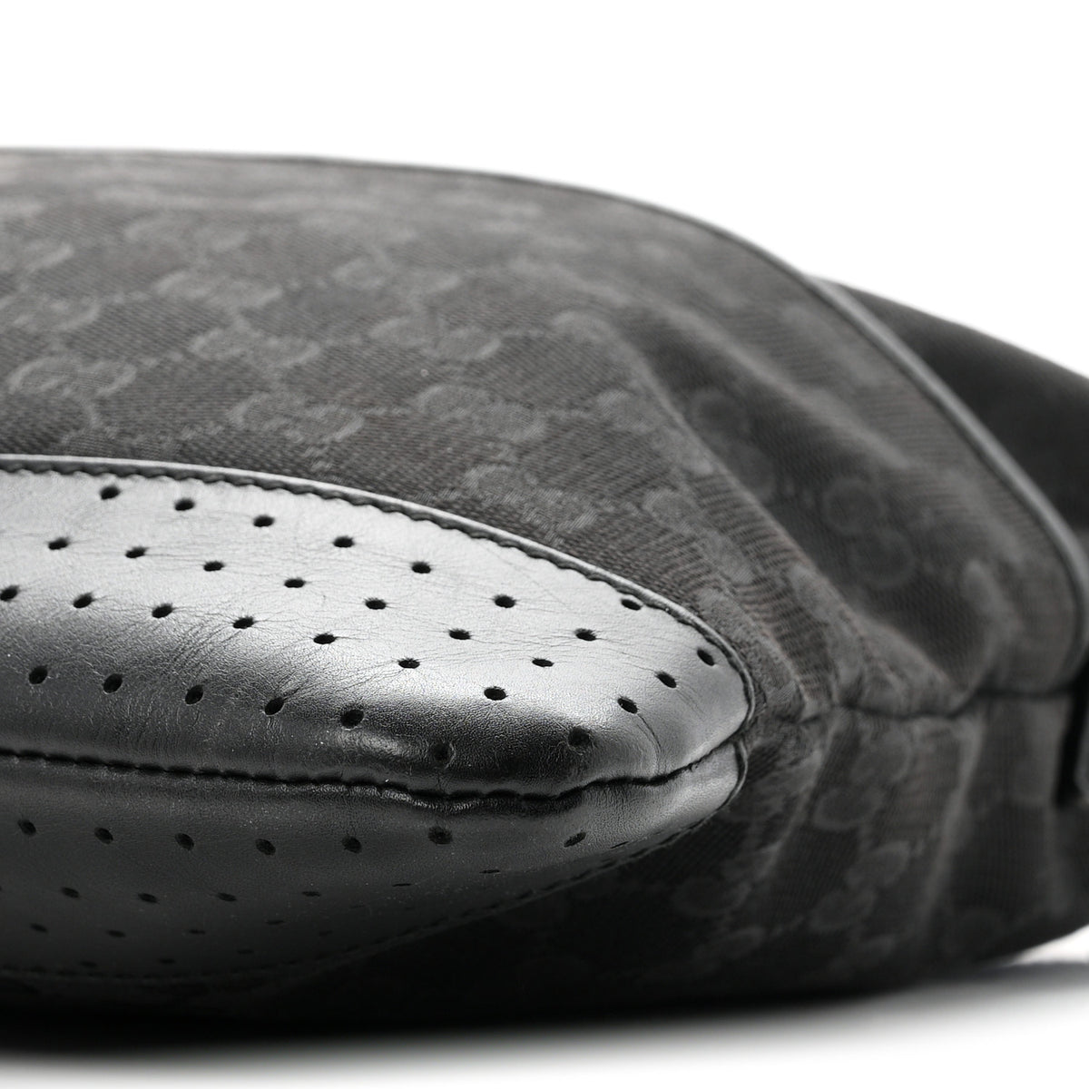Gucci Monogram Calfskin Perforated Medium Flat Messenger Bag Black 10 of 11