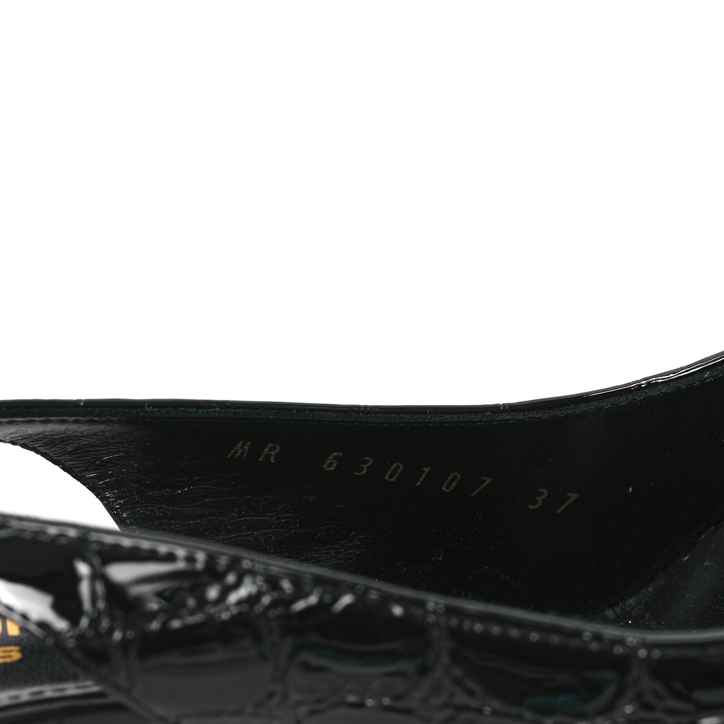 Patent Crocodile Embossed Opyum 110 Slingback Pumps 37 Black