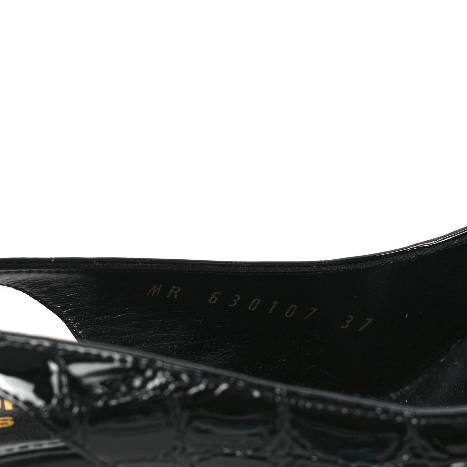 Saint Laurent Patent Crocodile Embossed Opyum 110 Slingback Pumps 37 Black 9 of 10