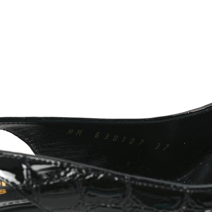 Saint Laurent Patent Crocodile Embossed Opyum 110 Slingback Pumps 37 Black 9 of 10
