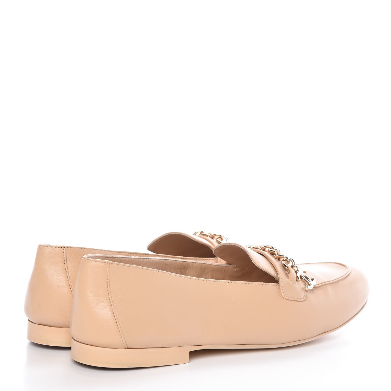 Chanel Lambskin CC Chain Mocassin Loafers 37.5 Beige 4 of 9