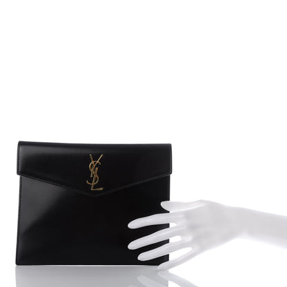 Saint Laurent Smooth Shiny Calfskin Monogram Uptown Baby Pouch Black 2 of 7