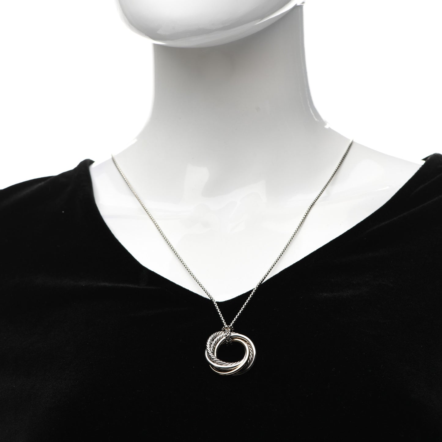 Sterling Silver 14K Yellow Gold 37mm Crossover Pendant Necklace