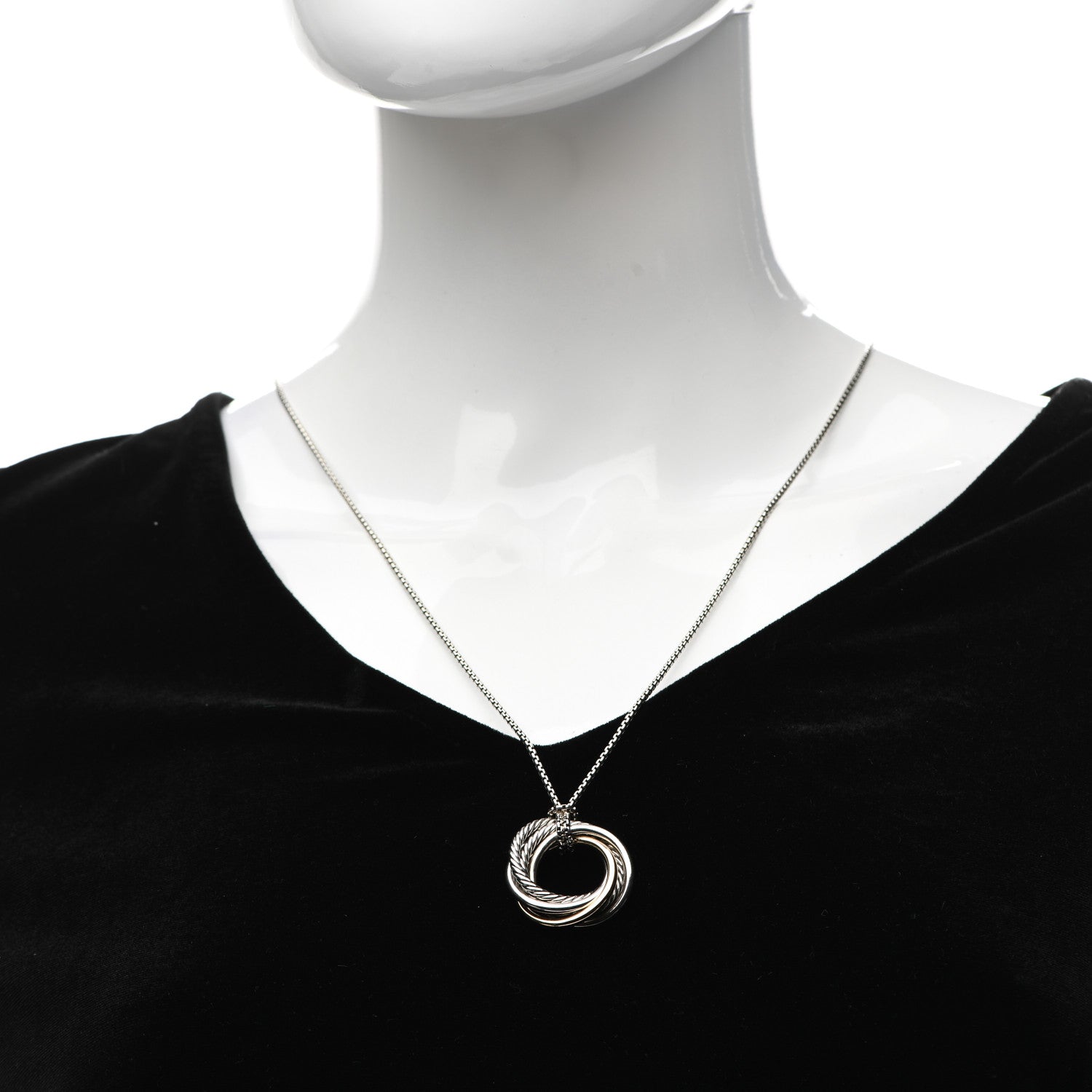 David Yurman Sterling Silver 14K Yellow Gold 37mm Crossover Pendant Necklace 2 of 4