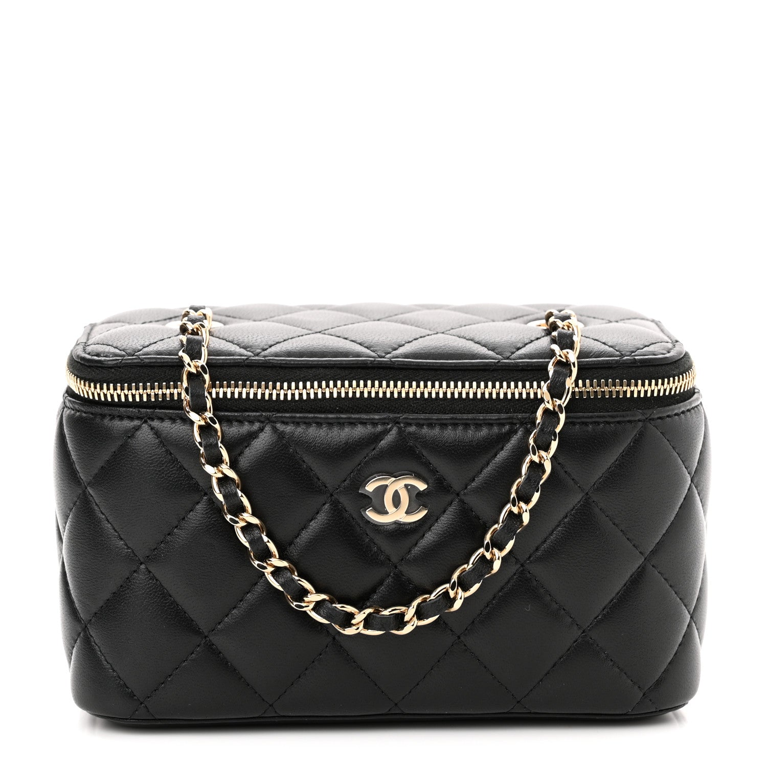 Chanel Lambskin Quilted Small Vanity Case With Chain Black 1 of 10