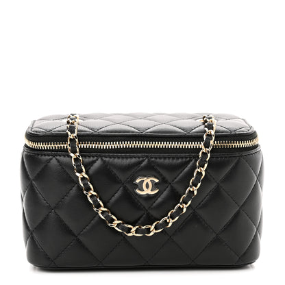 Chanel Lambskin Quilted Small Vanity Case With Chain Black 1 of 10