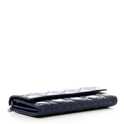 Christian Dior Patent Cannage Lady Dior Rendezvous Wallet On Chain Blue Nuit 4 of 9