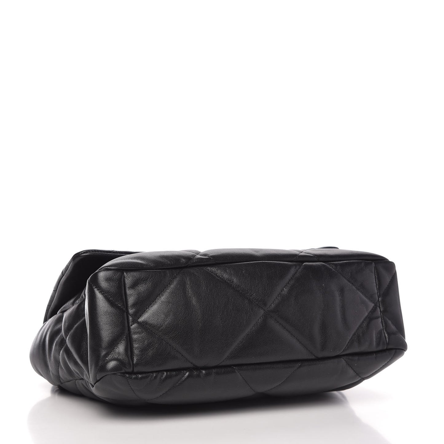 Shiny Goatskin Quilted Large Chanel 19 Flap Black