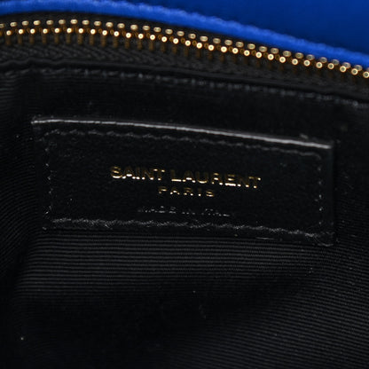 Saint Laurent Lambskin Quilted Medium Loulou Puffer Monogram Chain Satchel Majorele Blue 8 of 10