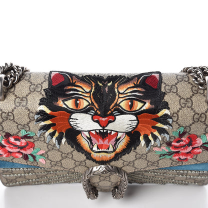 Gucci GG Supreme Monogram Angry Cat Embroidered Medium Dionysus Shoulder Bag Beige Ultramarine 10 of 10
