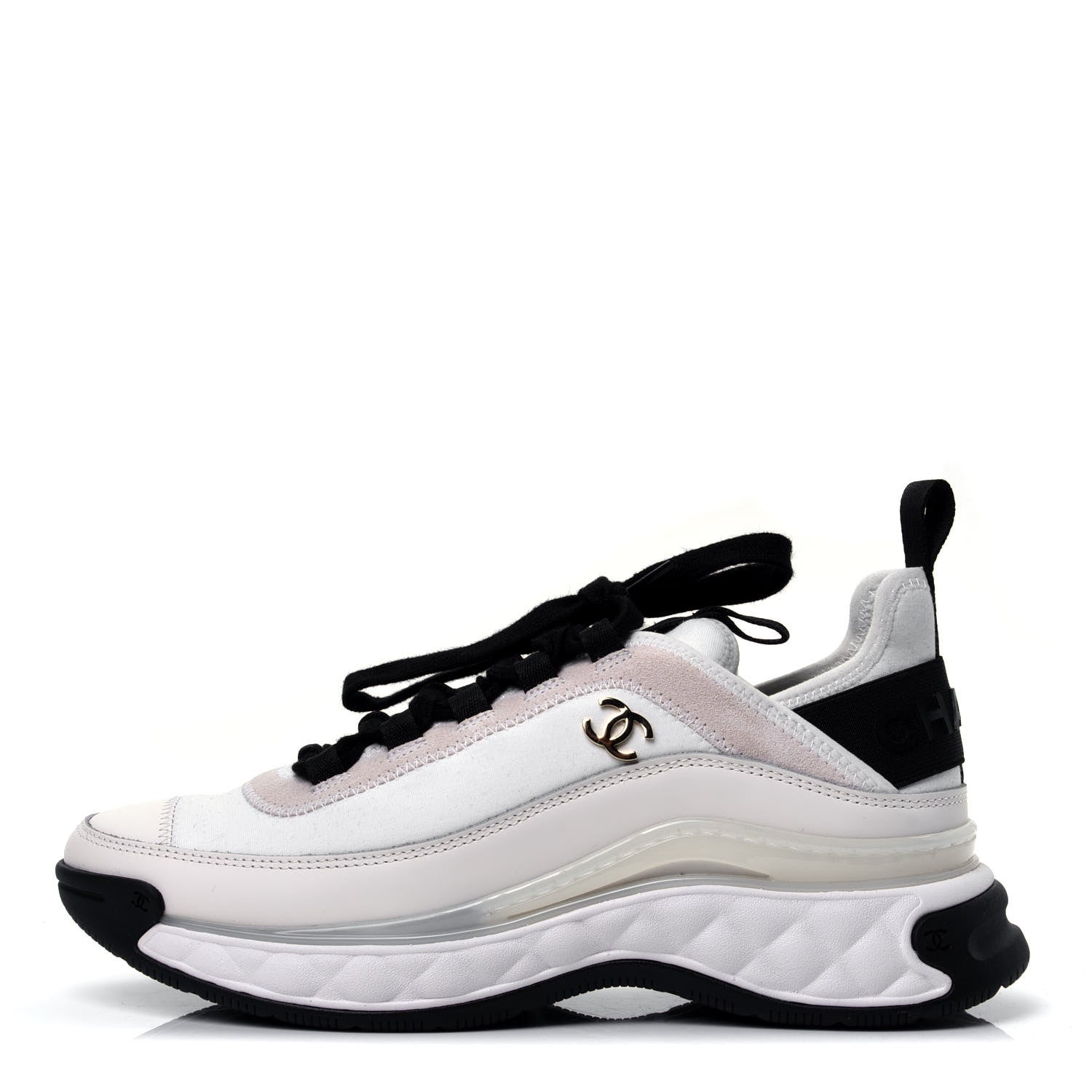 Chanel Velvet Calfskin Mixed Fibers CC Sneakers 36 Ivory 1 of 11