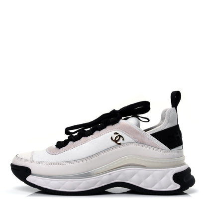 Chanel Velvet Calfskin Mixed Fibers CC Sneakers 36 Ivory 1 of 11