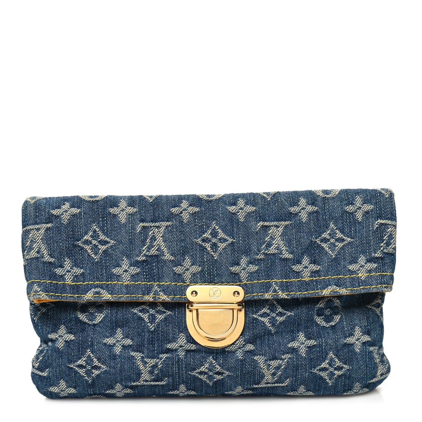 Monogram Denim Pochette Plat Clutch Blue