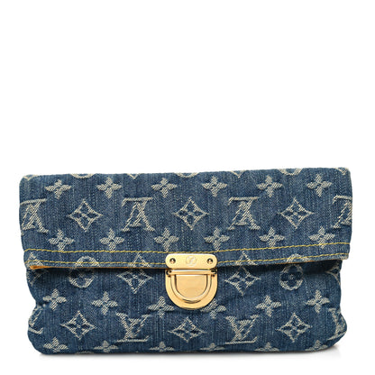 Louis Vuitton Monogram Denim Pochette Plat Clutch Blue 1 of 9