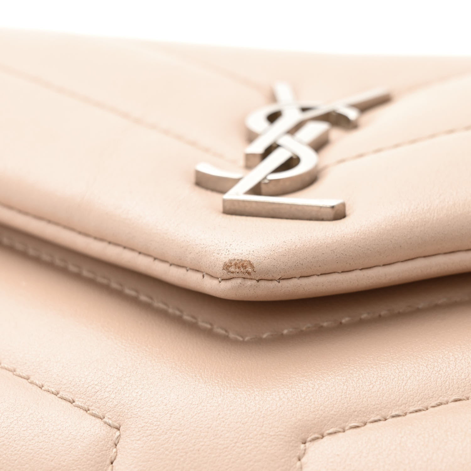 Saint Laurent Calfskin Y Quilted Monogram Toy Loulou Crossbody Bag Nude Powder 12 of 13