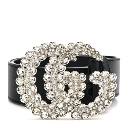 Gucci Calfskin Crystal Double G 40mm Belt 80 32 Black 1 of 4
