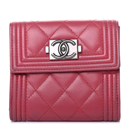 Chanel Lambskin Quilted Compact Boy Wallet Fuchsia 1 of 4