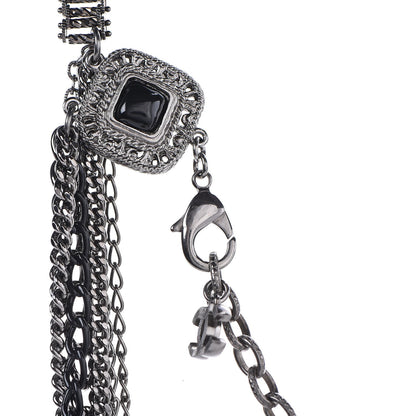 Chanel Gripoix CC Long Multistrand Necklace Ruthenium Black 4 of 5