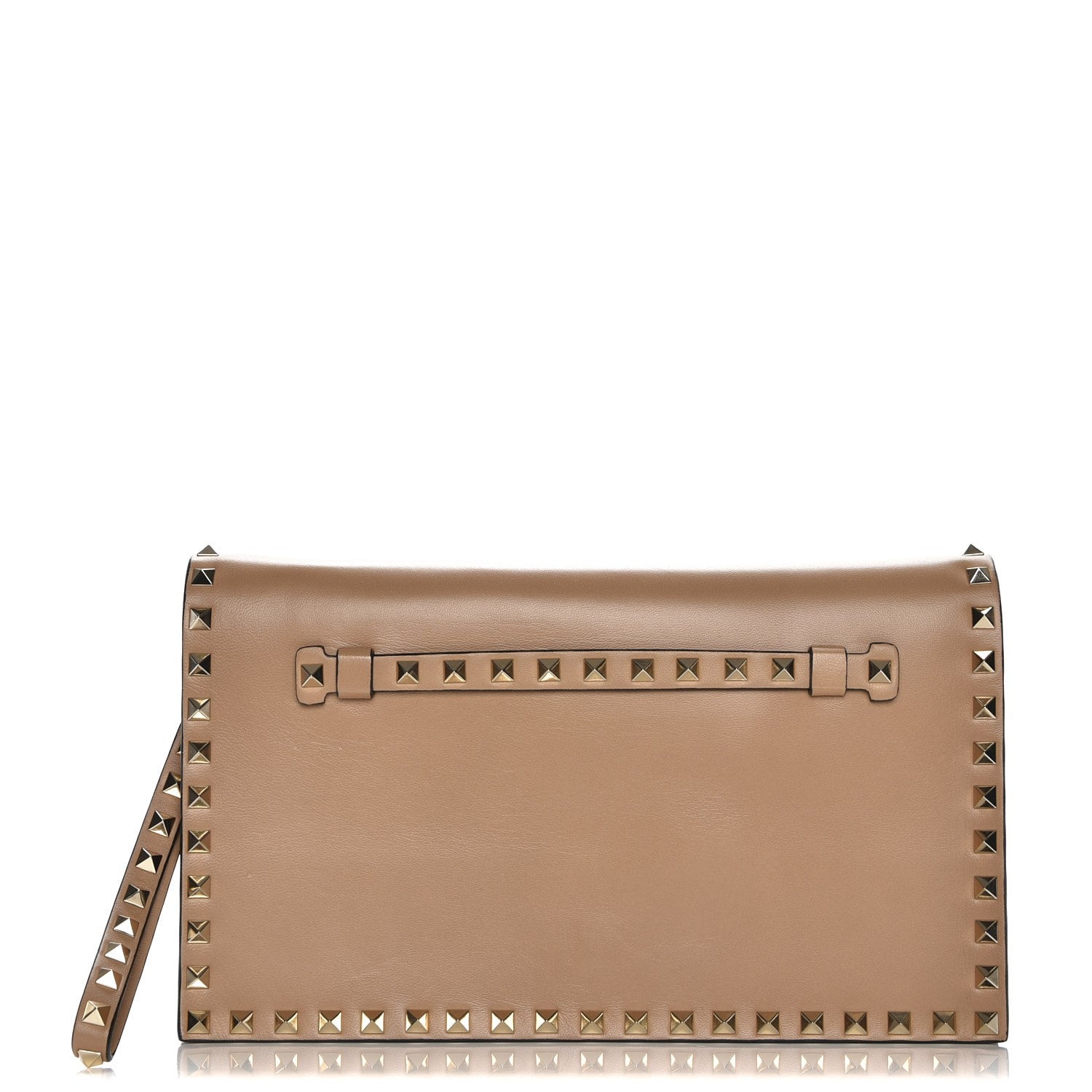 Valentino Garavani Nappa Rockstud Wristlet Clutch Alpaca 1 of 7