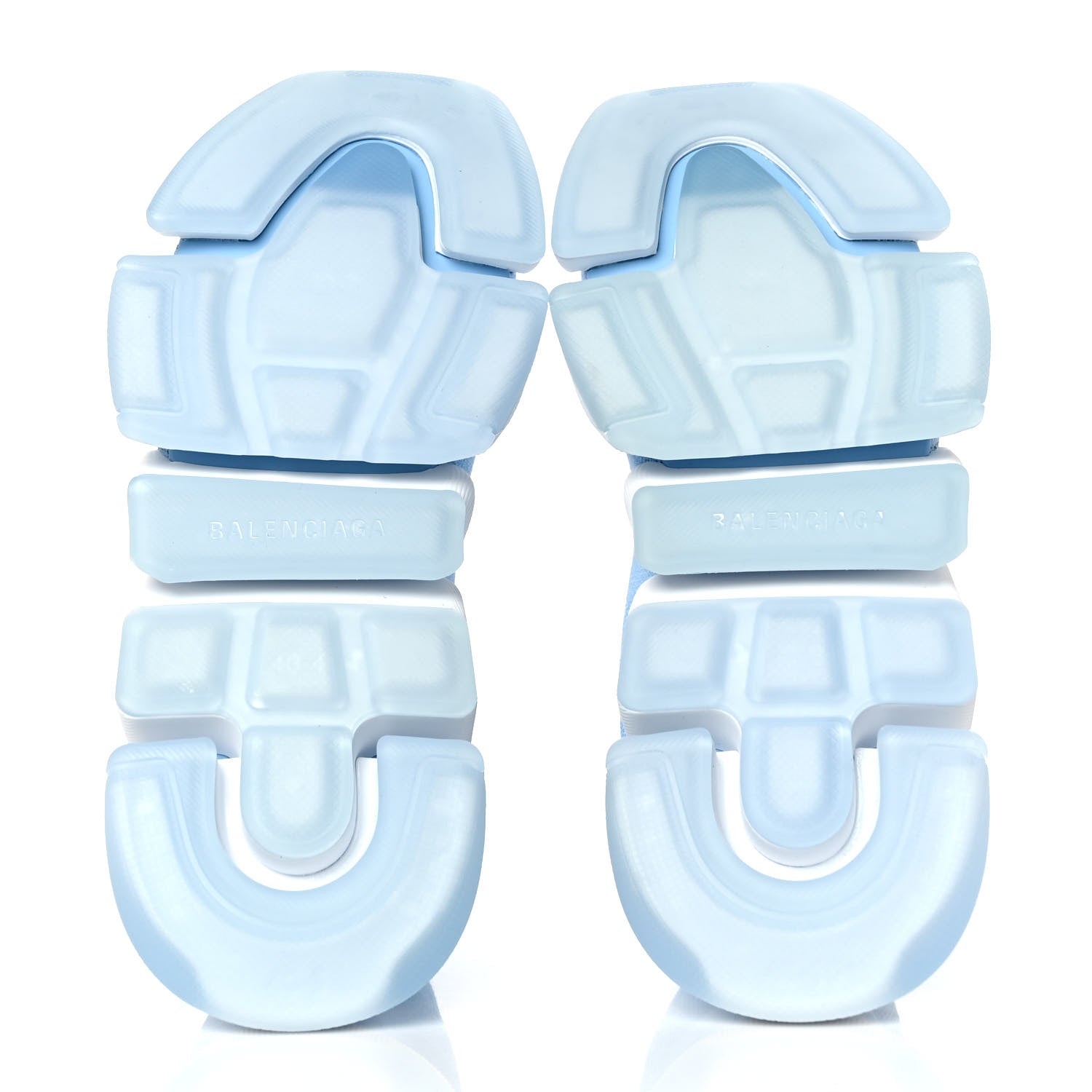 Balenciaga Technical 3D Recycled Knit Bi-Color Womens Speed 2.0 Transparent Sole Sneakers 40 Blue White Transparent Blue 5 of 7