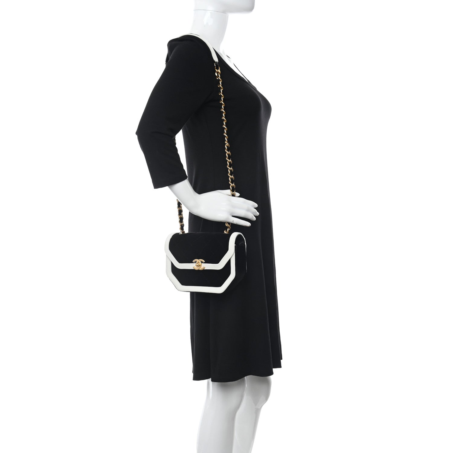 Chanel Velvet Quilted Mini Place Vendome Flap Black White 2 of 10