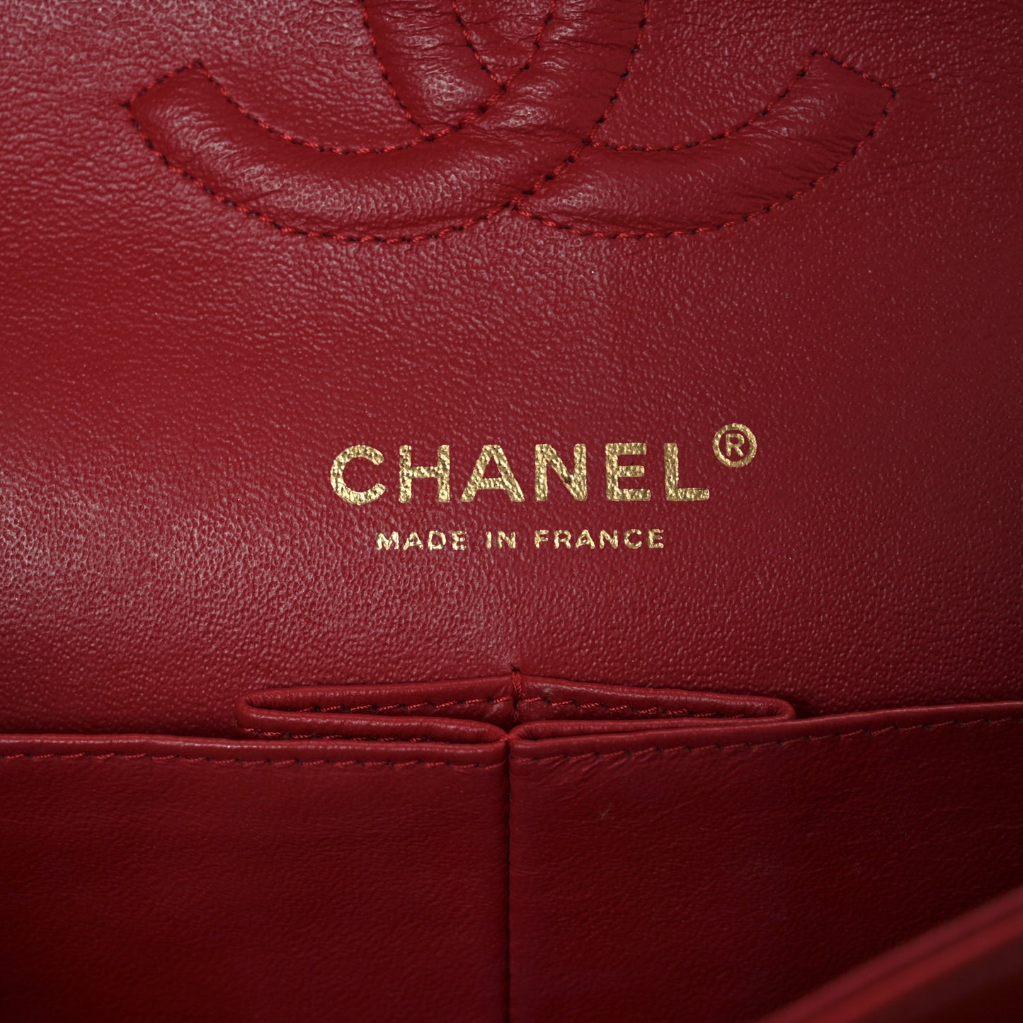 Lambskin Quilted Medium Double Flap Red