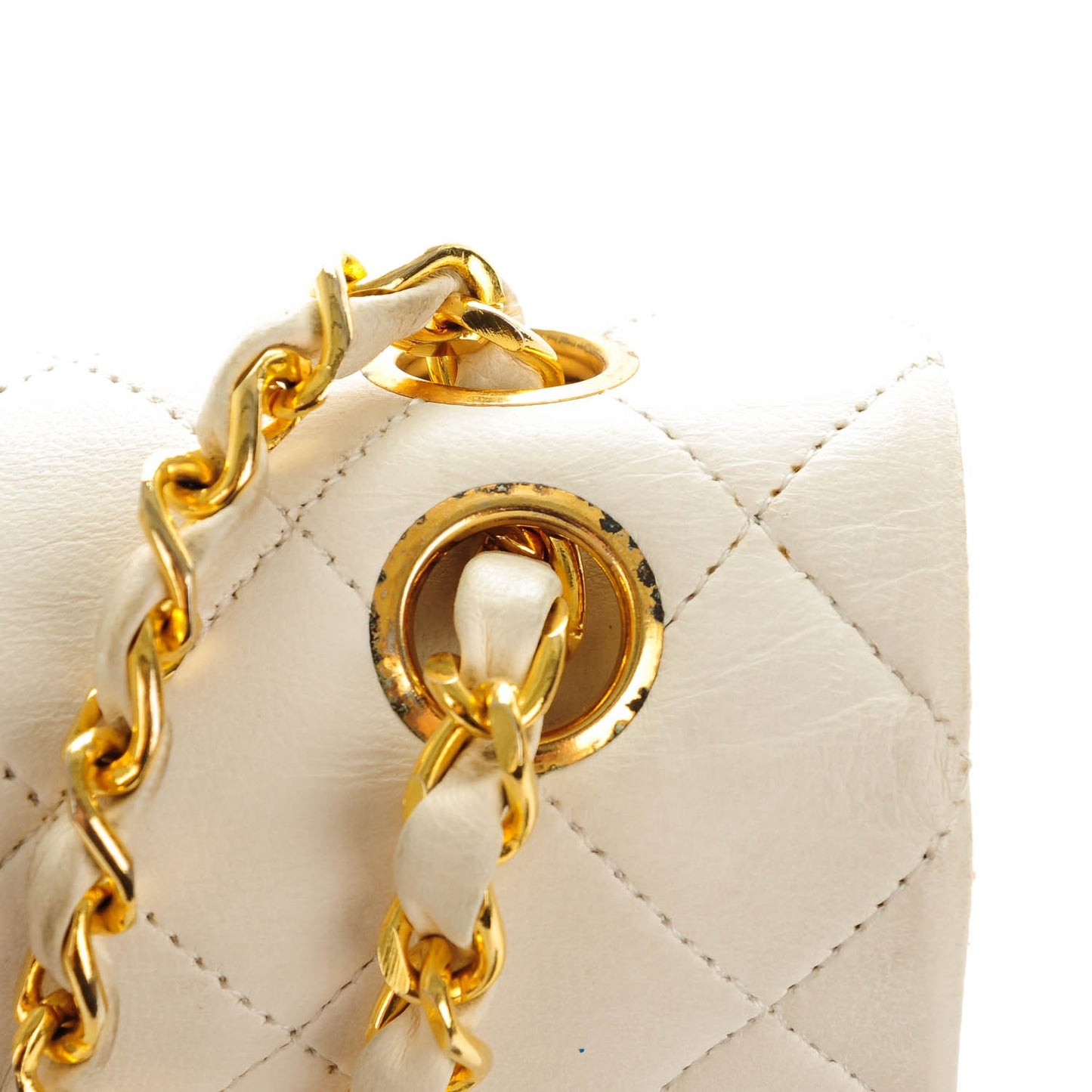 Lambskin Quilted Small Double Flap White