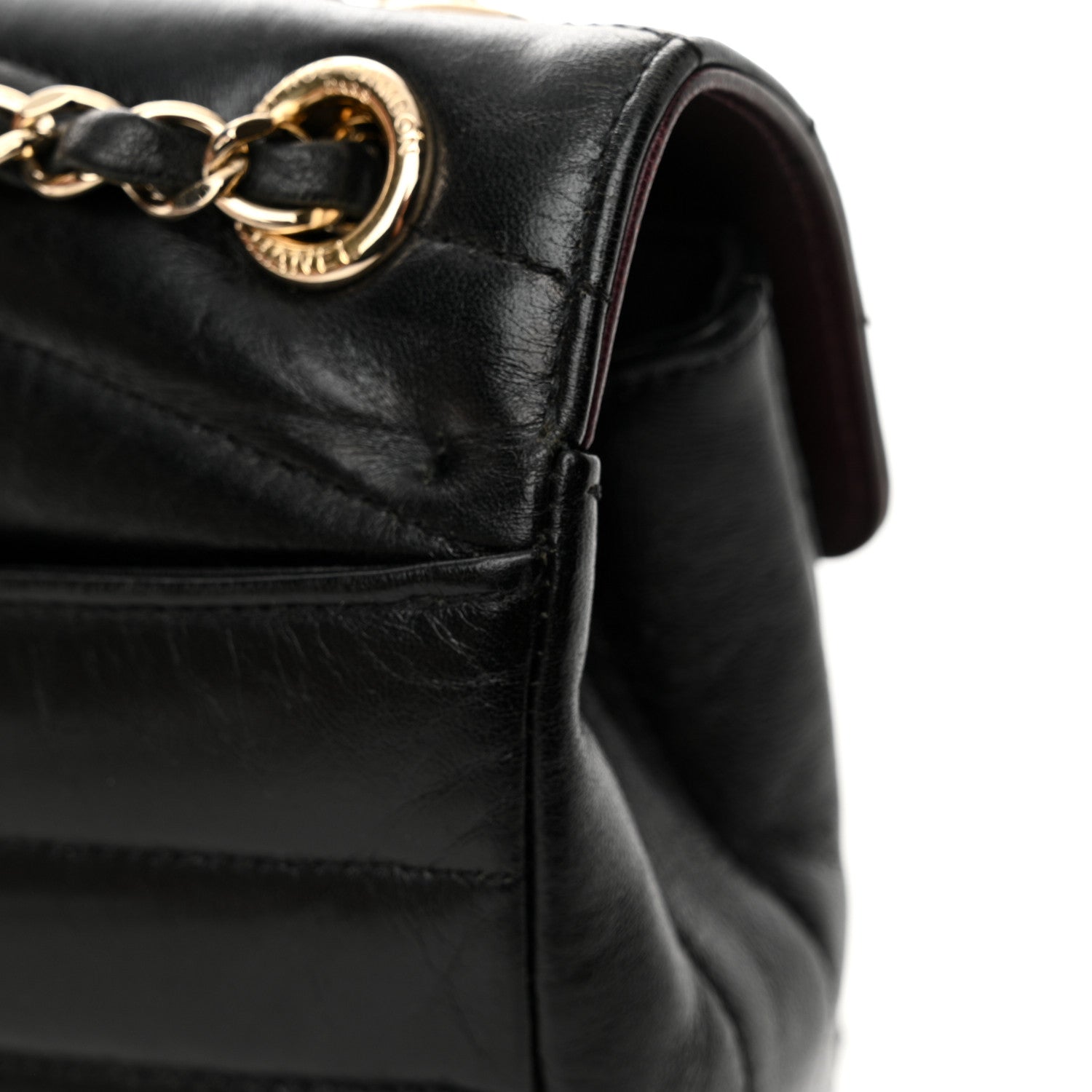 Chanel Shiny Lambskin Quilted Small Chevron Miroir Black 18 of 19
